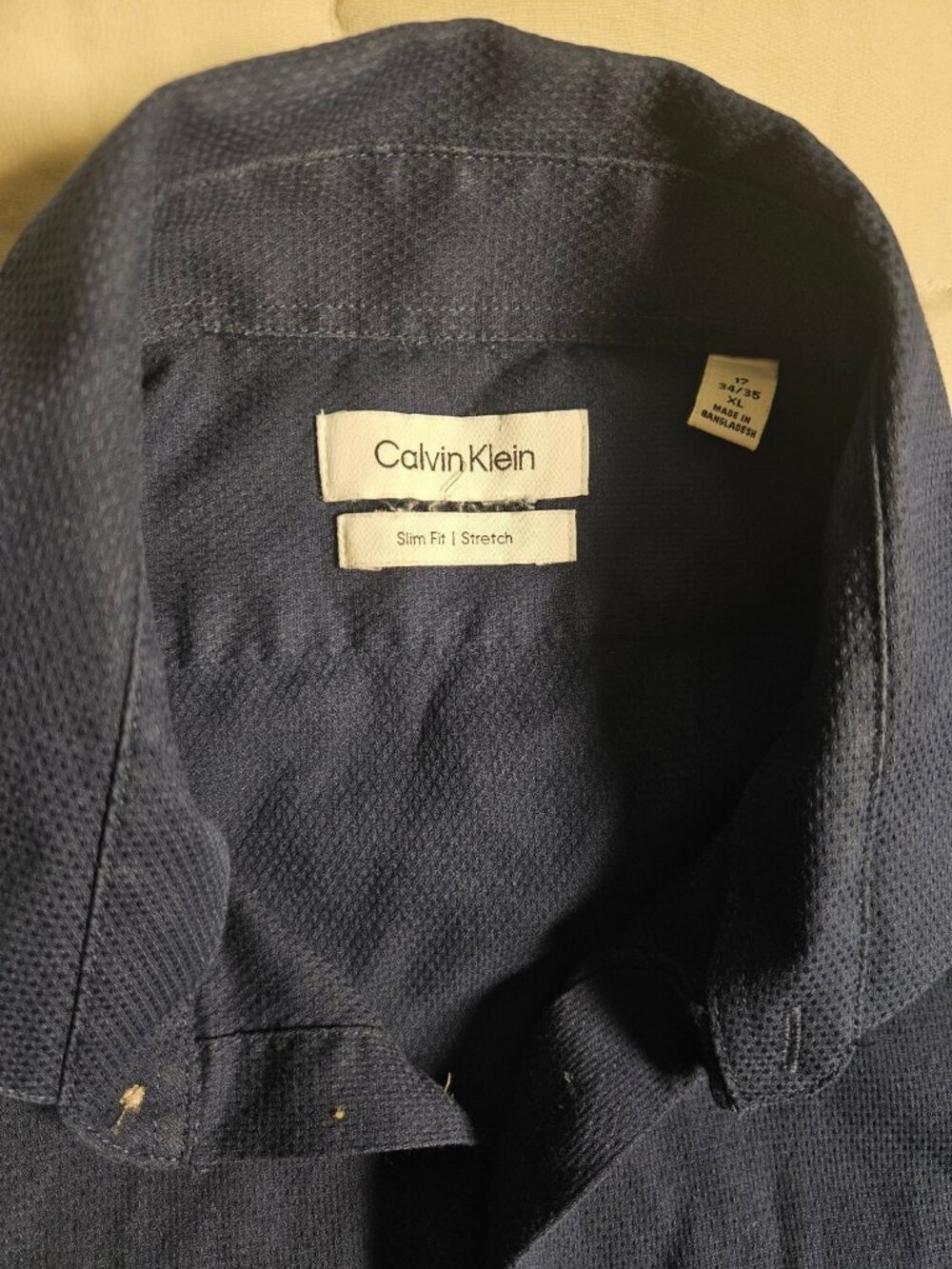 Calvin Klein Dress Shirt Mens XL Navy Slim